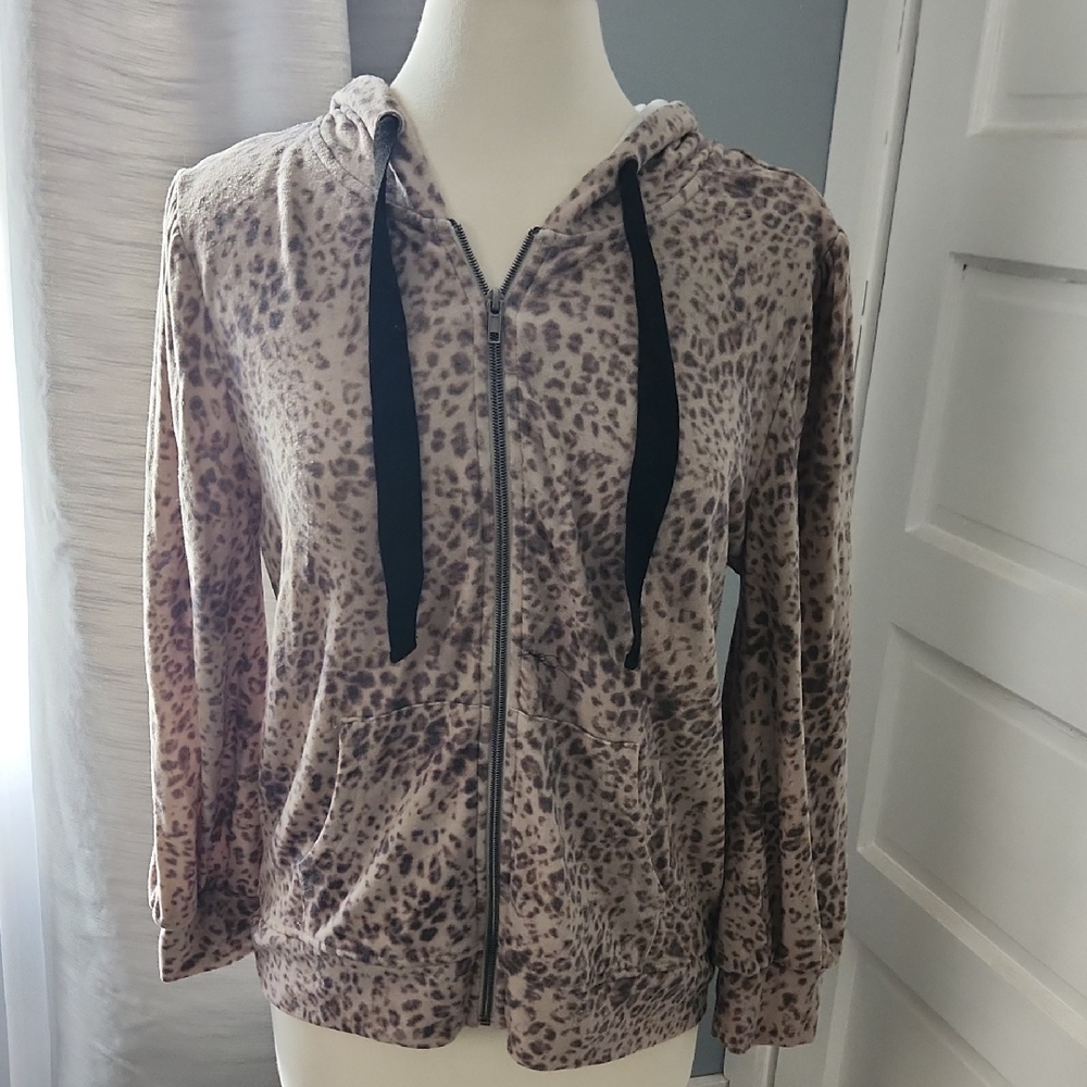 Leopard Print Zip-Up Hoodie